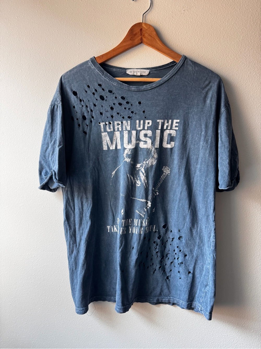 Unisex By Together Jimi Hendrix Turn Up The Music Graphic Tee - Blue